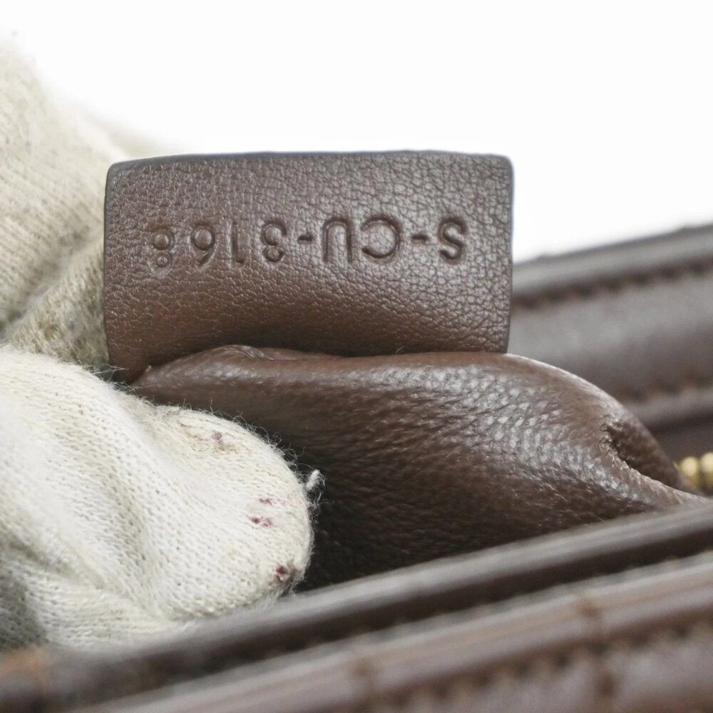 CELINE C Logo Chain Shoulder Hand Bag Quilted Leather Brown GHW Italy 57RL830 - Picture 13 of 16